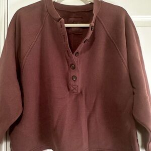 Madewell Burgundy Button-Up Sweatshirt Size M